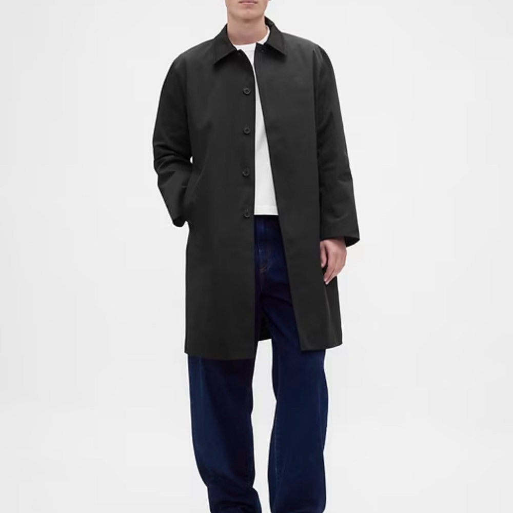 GAP Black Single-Breasted Trench Coat